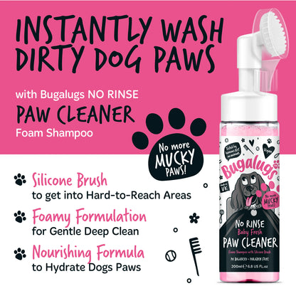 Bugalugs No Rinse Paw Cleaner Foam Shampoo 200ml - Baby Fresh