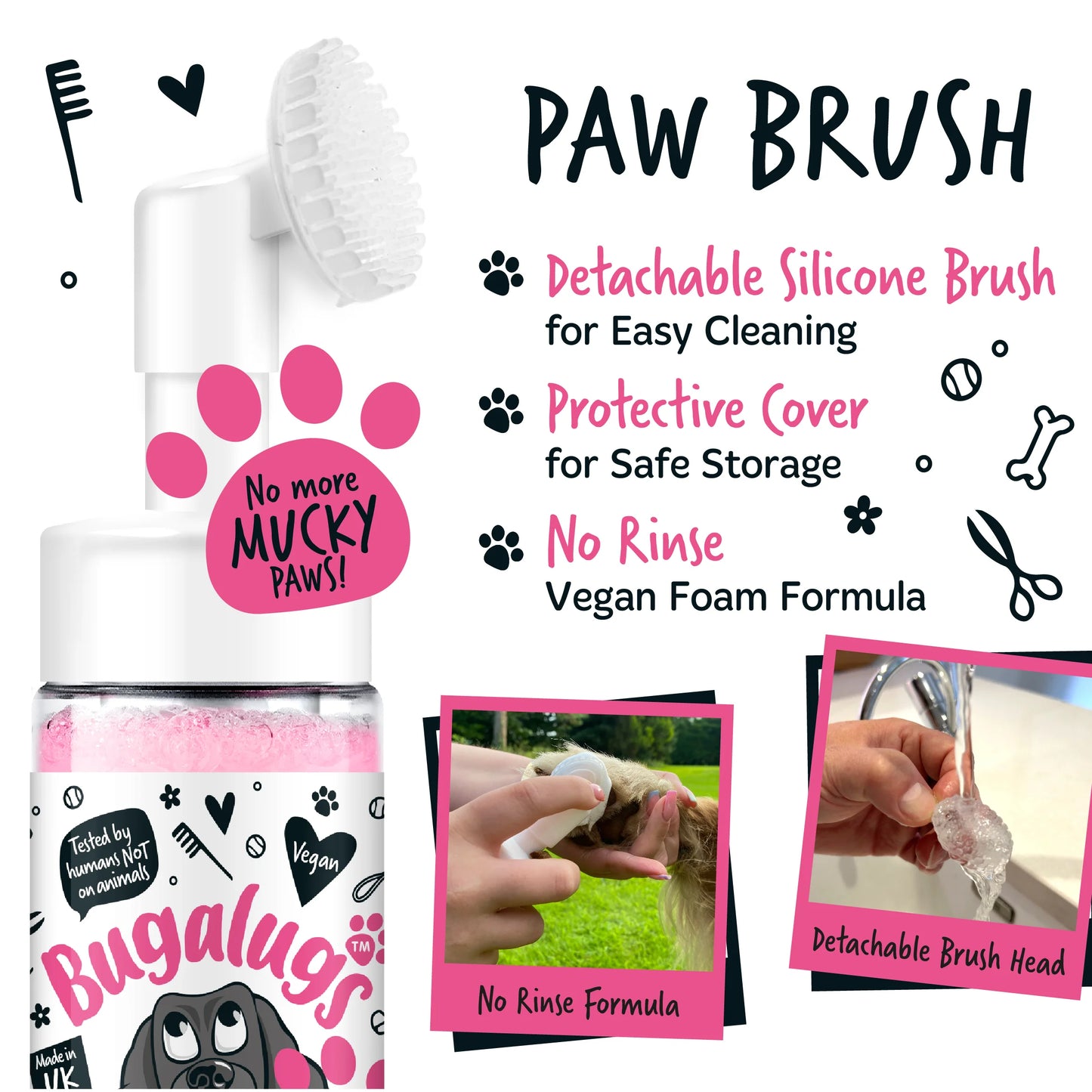 Bugalugs No Rinse Paw Cleaner Foam Shampoo 200ml - Baby Fresh