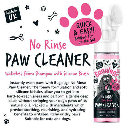 Bugalugs No Rinse Paw Cleaner Foam Shampoo 200ml - Baby Fresh