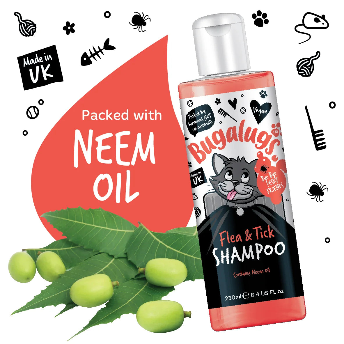 Bugalugs Cat Flea & Tick Dog Shampoo 250ml