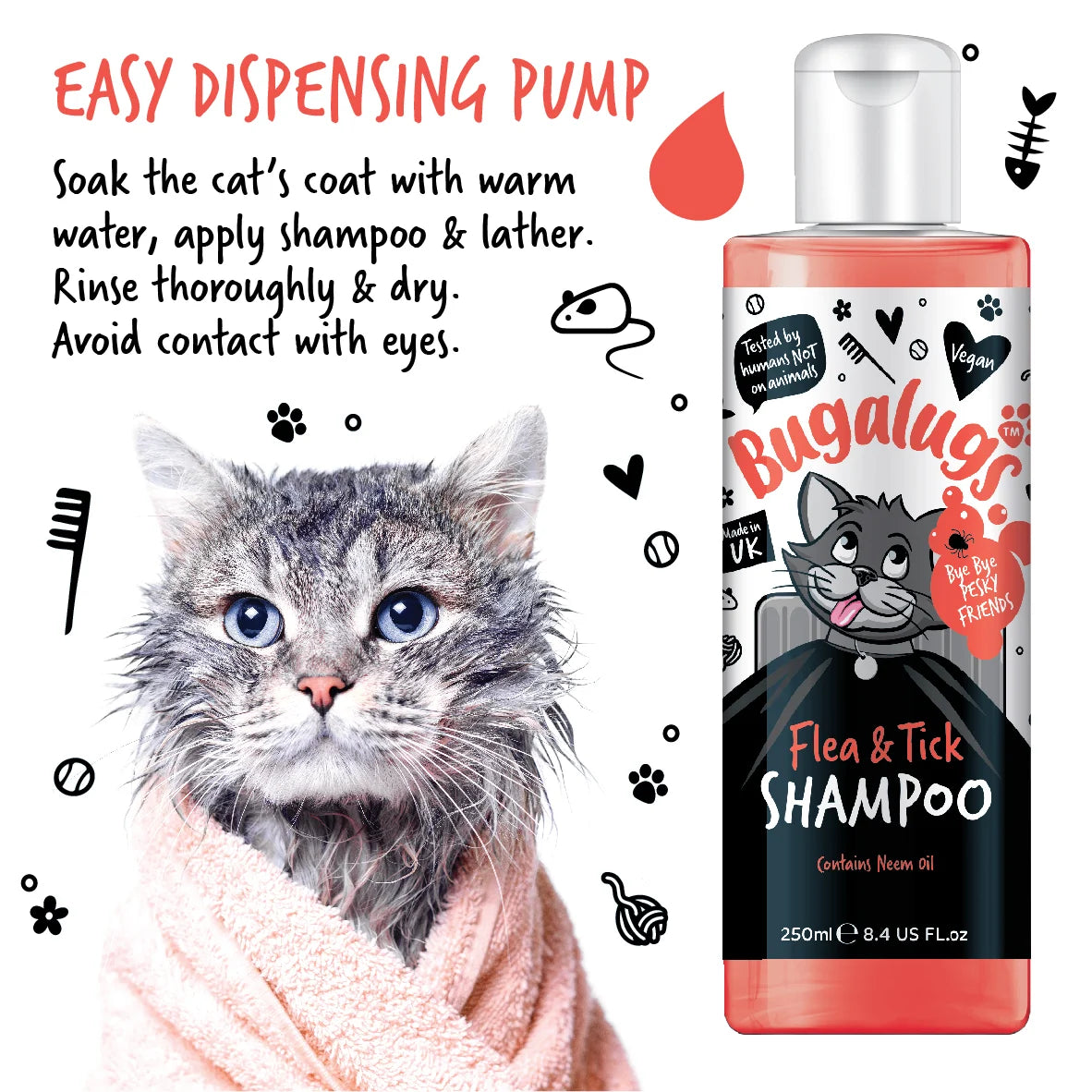 Bugalugs Cat Flea & Tick Dog Shampoo 250ml