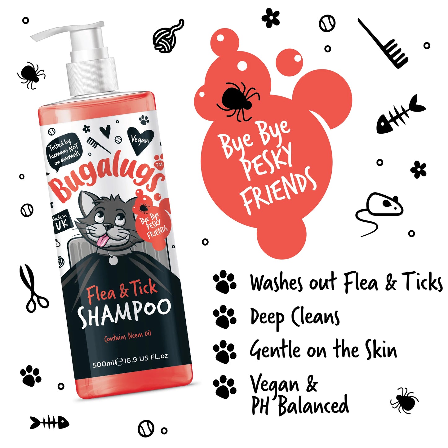 Bugalugs Cat Flea & Tick Dog Shampoo 500ml