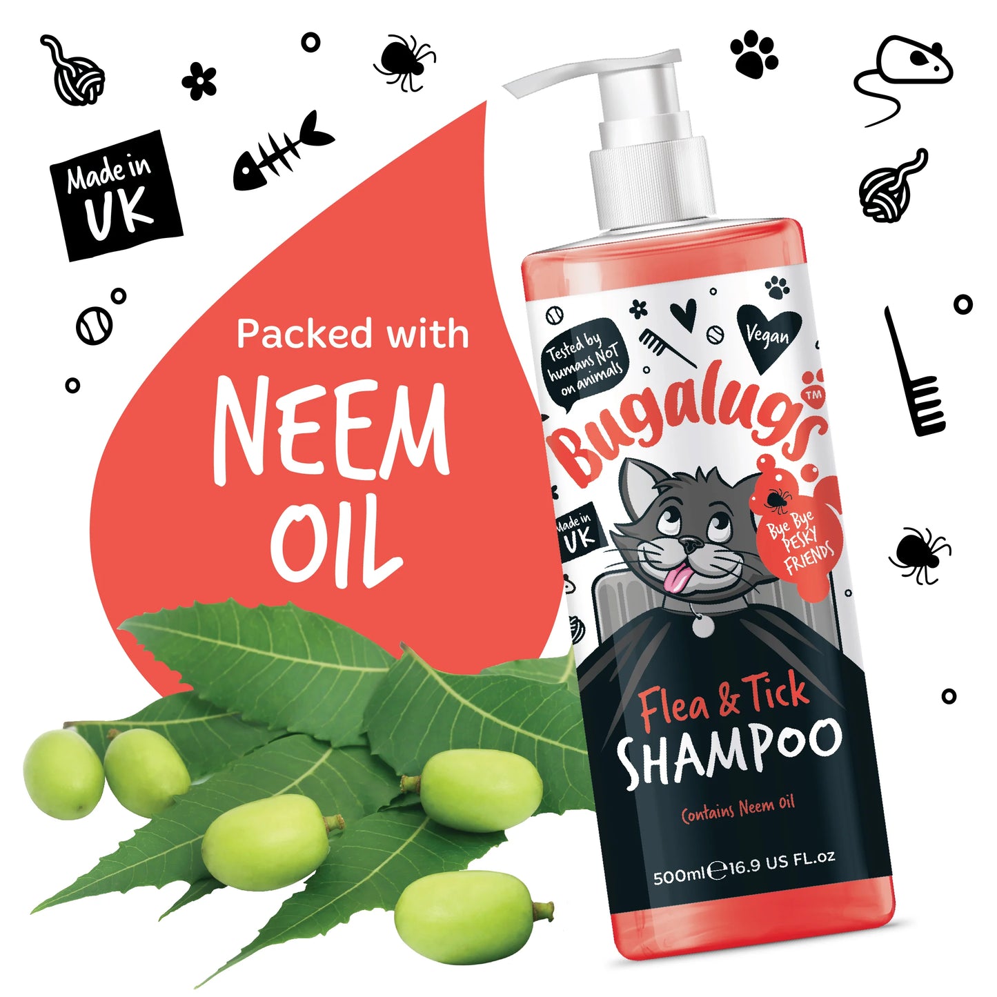 Bugalugs Cat Flea & Tick Dog Shampoo 500ml