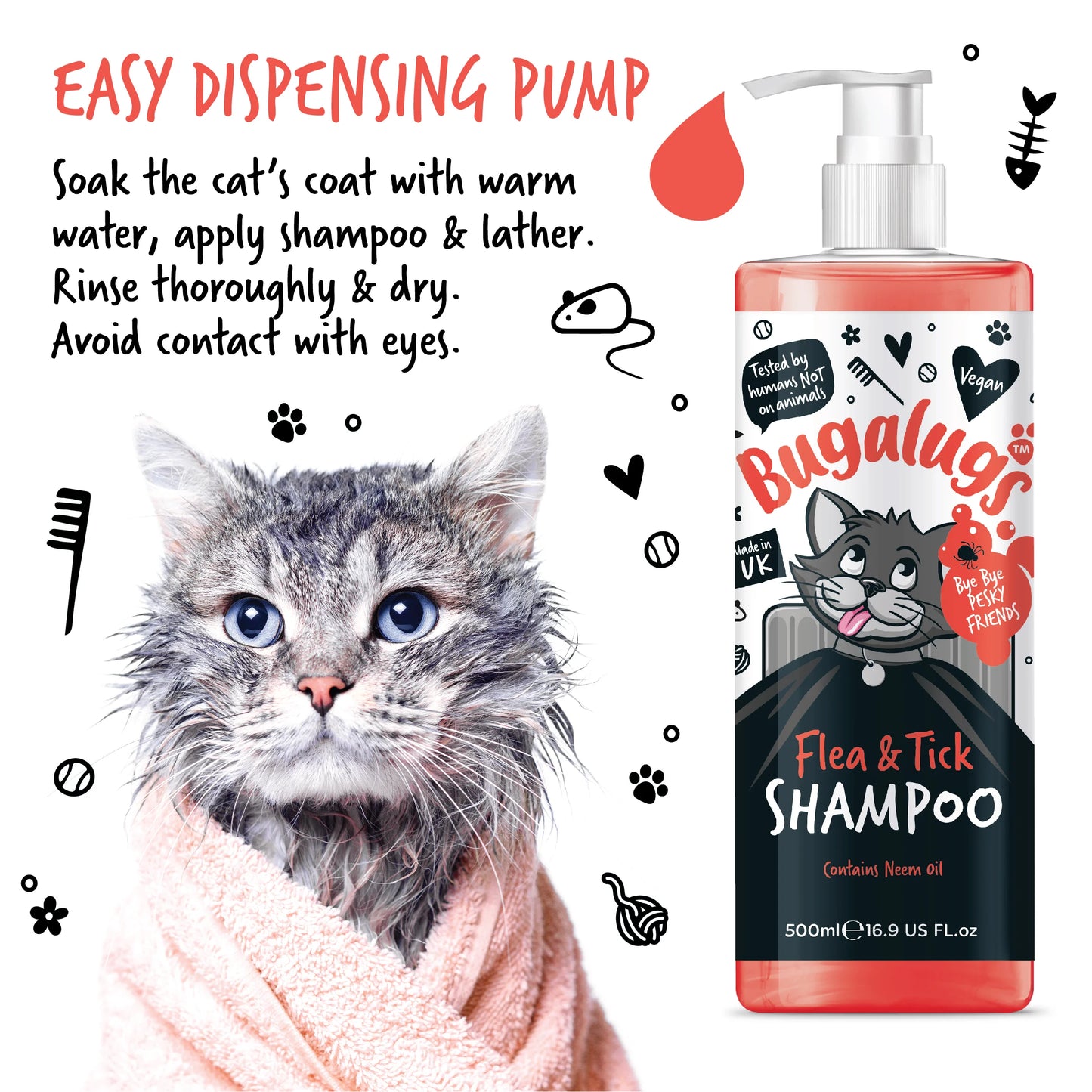 Bugalugs Cat Flea & Tick Dog Shampoo 500ml
