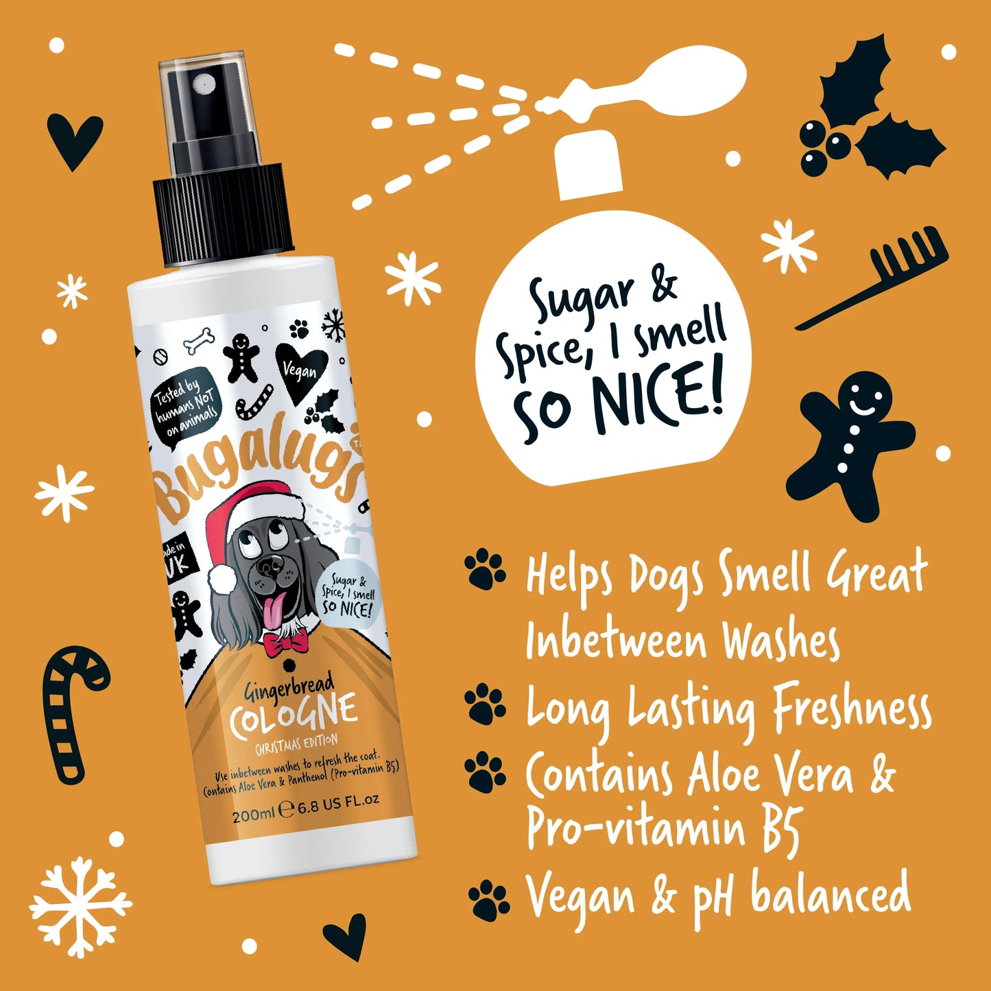 Bugalugs Gingerbread Dog Cologne 200ml (Christmas Edition)