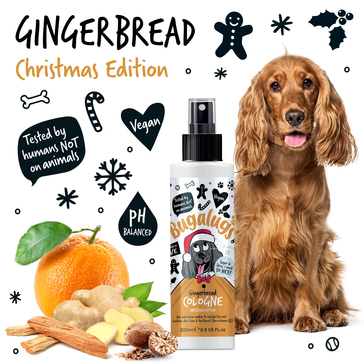Bugalugs Gingerbread Dog Cologne 200ml (Christmas Edition)