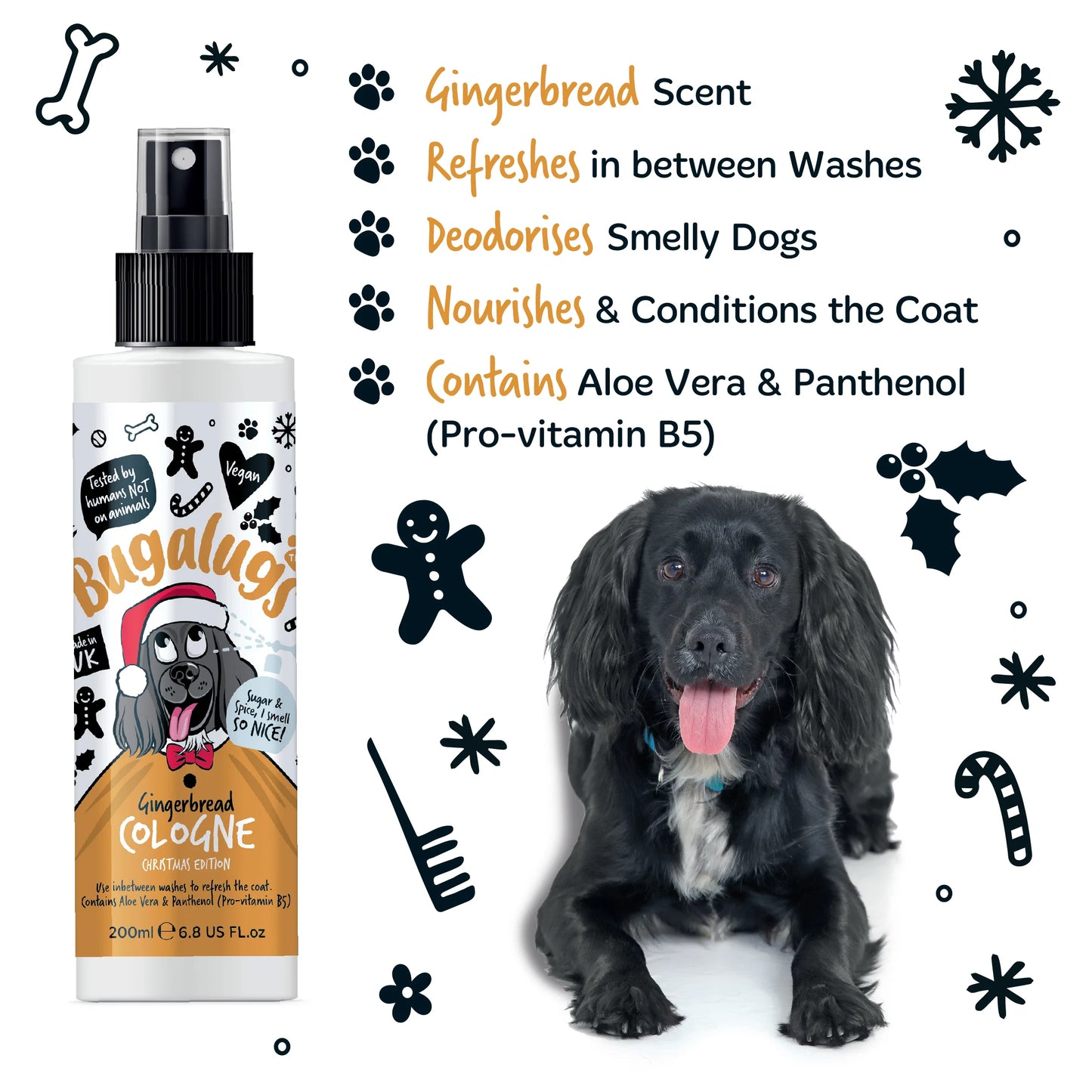 Bugalugs Gingerbread Dog Cologne 200ml (Christmas Edition)