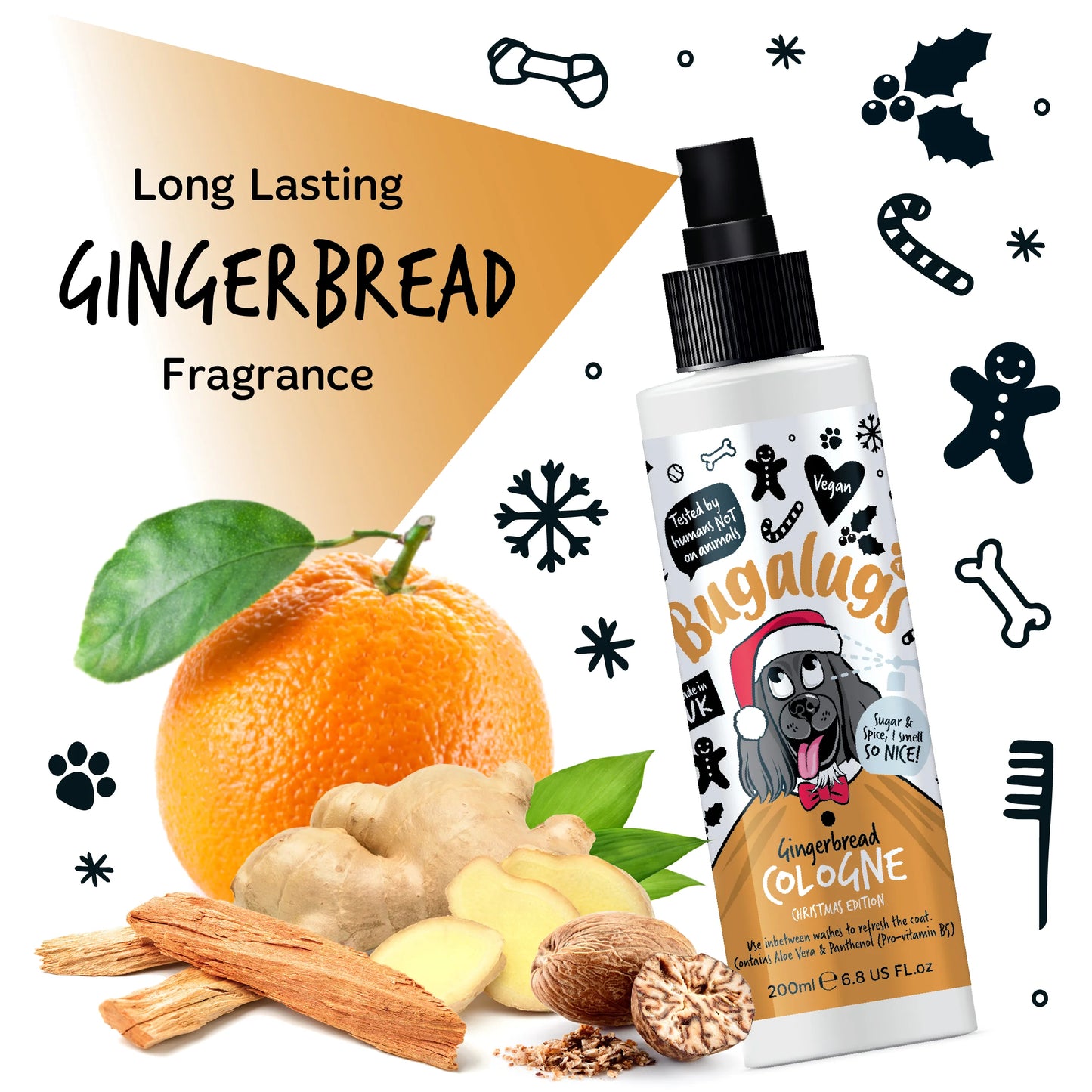 Bugalugs Gingerbread Dog Cologne 200ml (Christmas Edition)