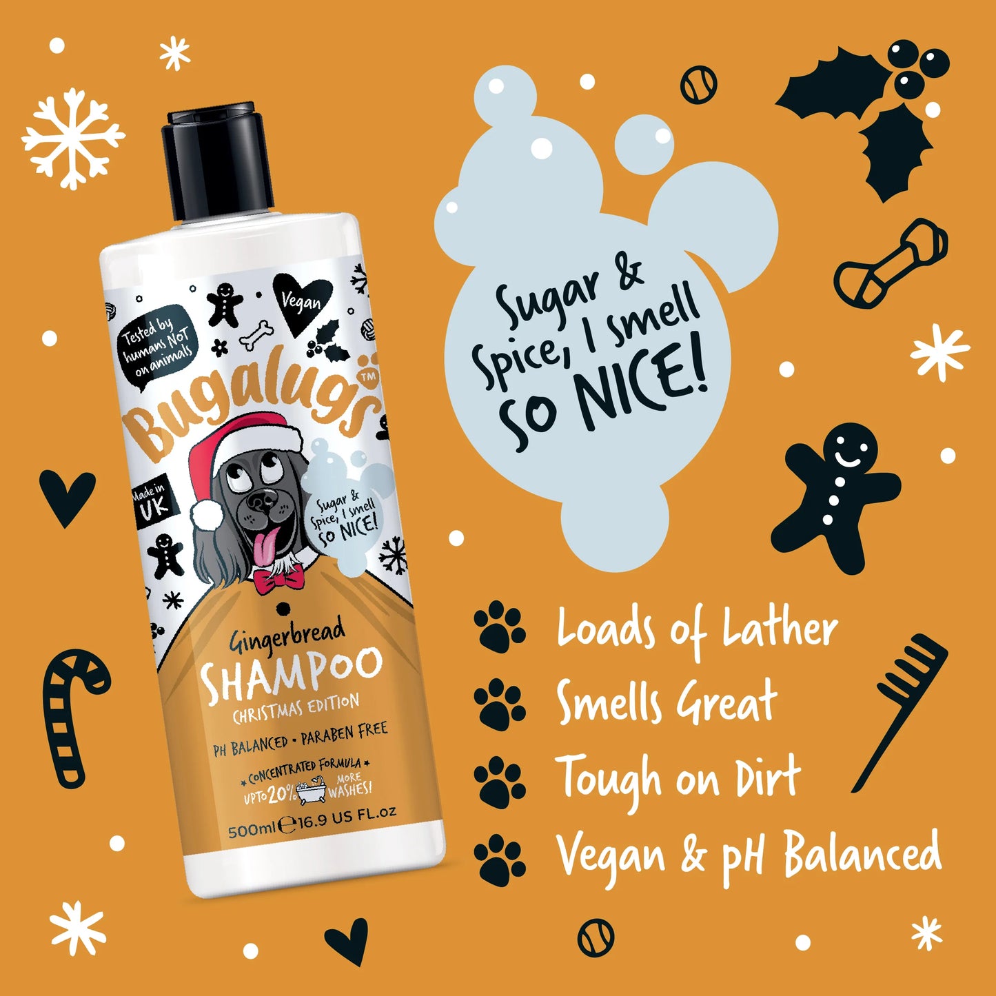 Bugalugs Gingerbread Dog Shampoo 500ml (Christmas Edition)