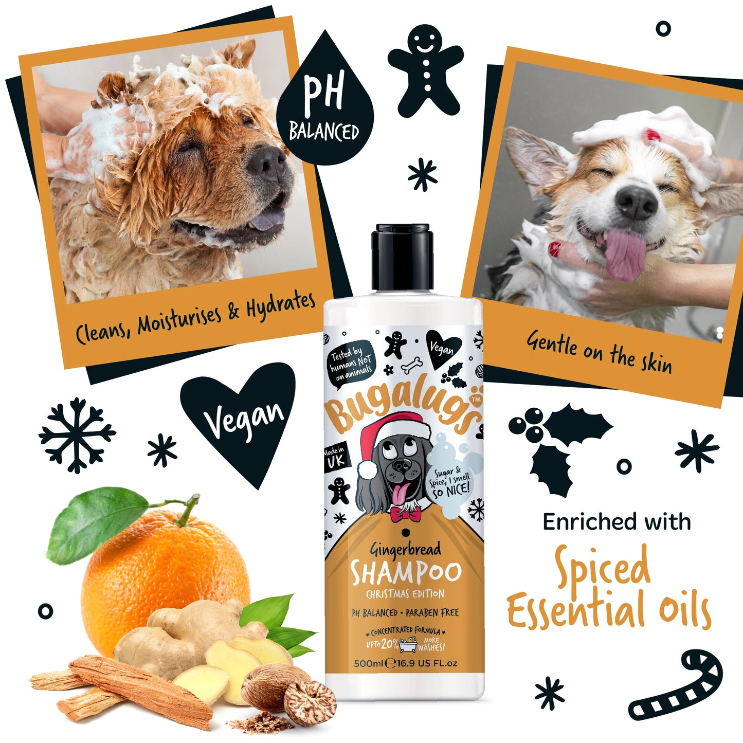 Bugalugs Gingerbread Dog Shampoo 500ml (Christmas Edition)