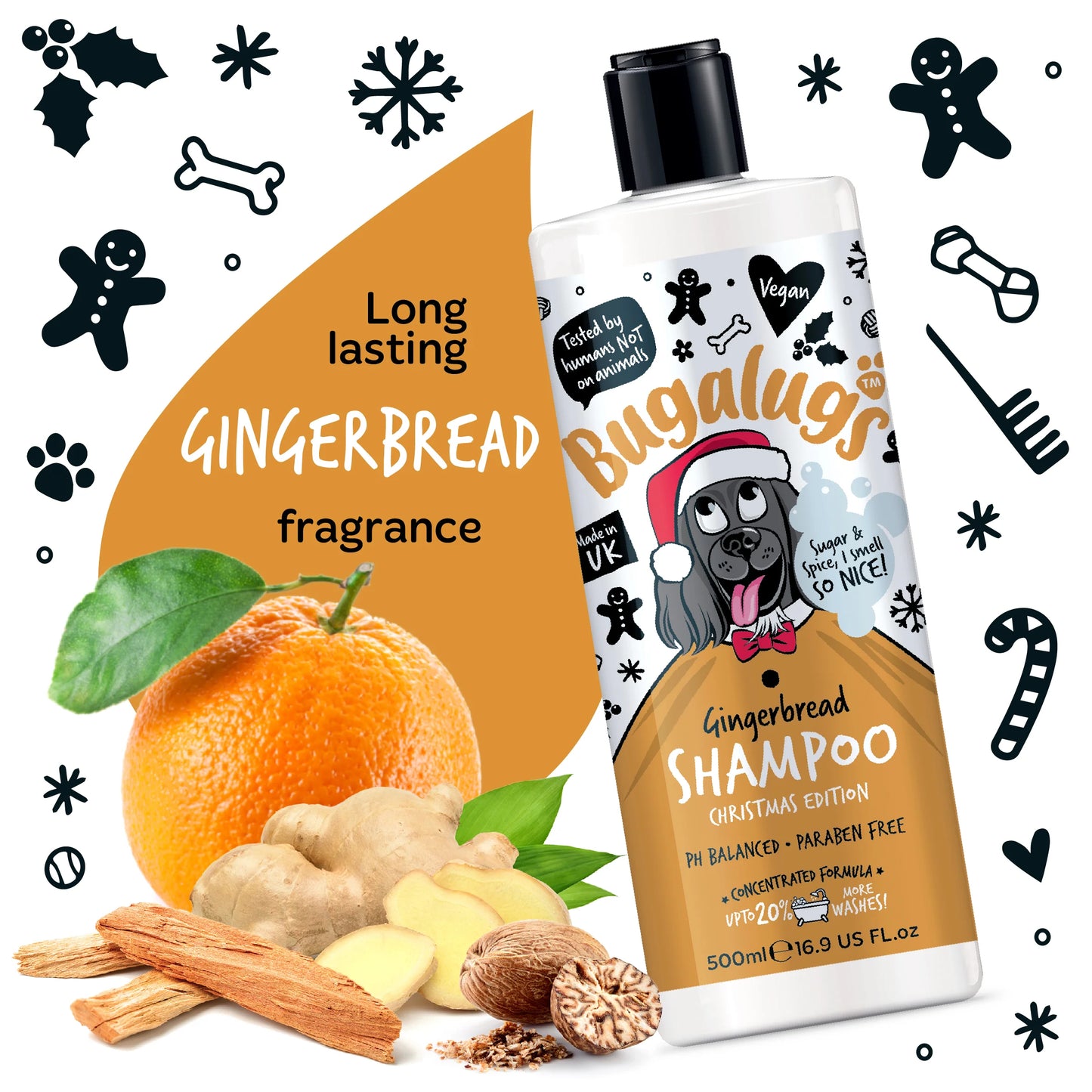Bugalugs Gingerbread Dog Shampoo 500ml (Christmas Edition)
