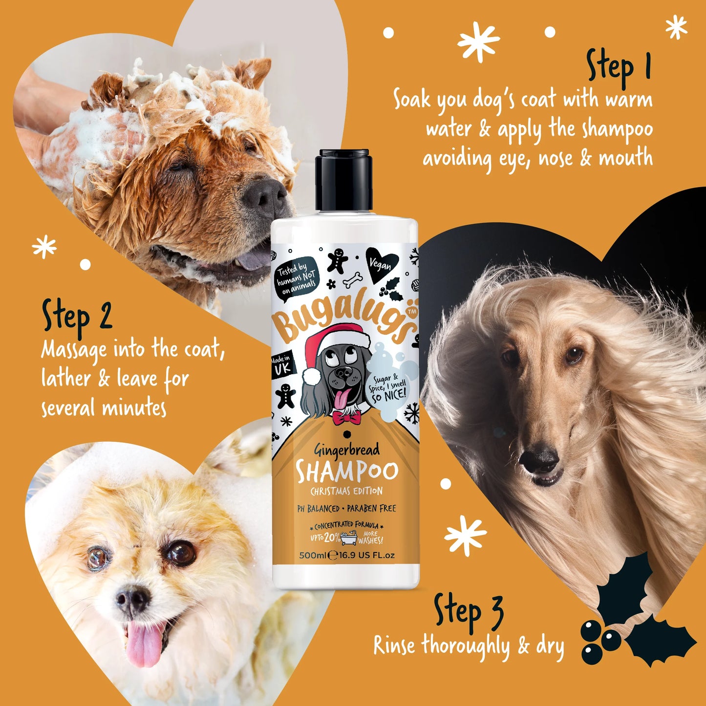 Bugalugs Gingerbread Dog Shampoo 500ml (Christmas Edition)