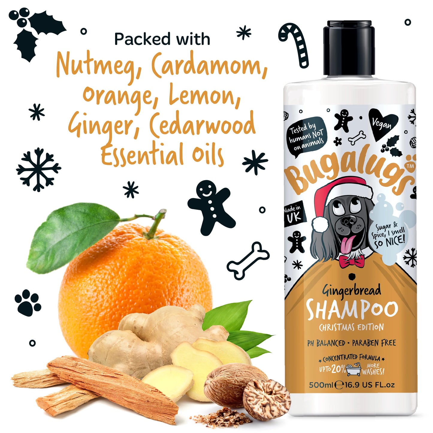 Bugalugs Gingerbread Dog Shampoo 500ml (Christmas Edition)