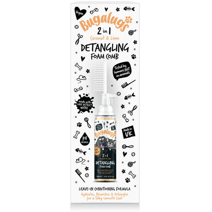 Bugalugs 2 in 1 Detangling Foam Comb For Dogs & Cats 200ml (Coconut & Lime )