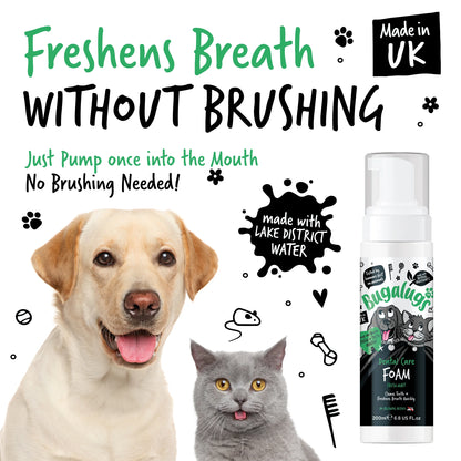 Bugalugs Dental Care Foam 200ml (Spearmint) for Dogs & Cats