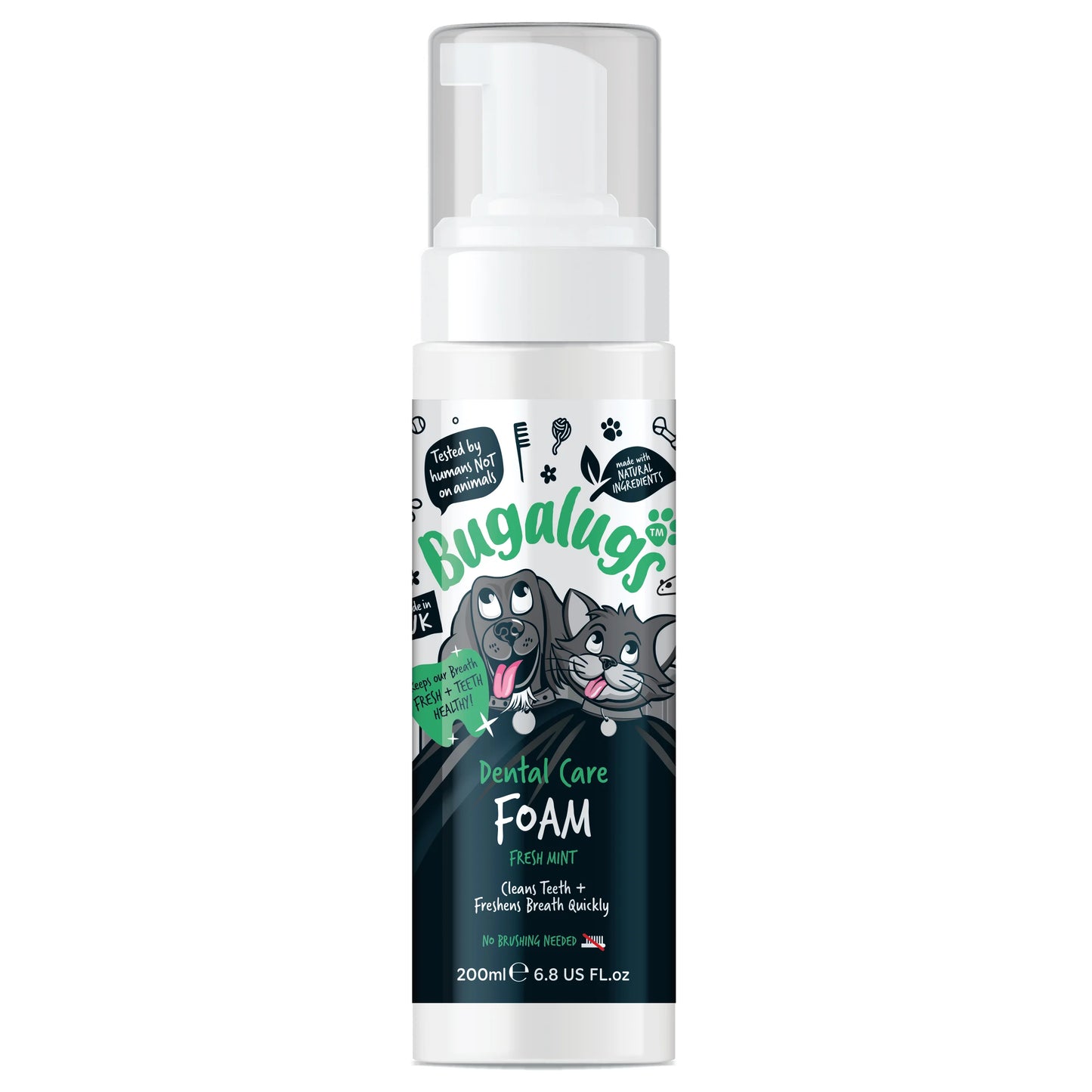Bugalugs Dental Care Foam 200ml (Spearmint) for Dogs & Cats
