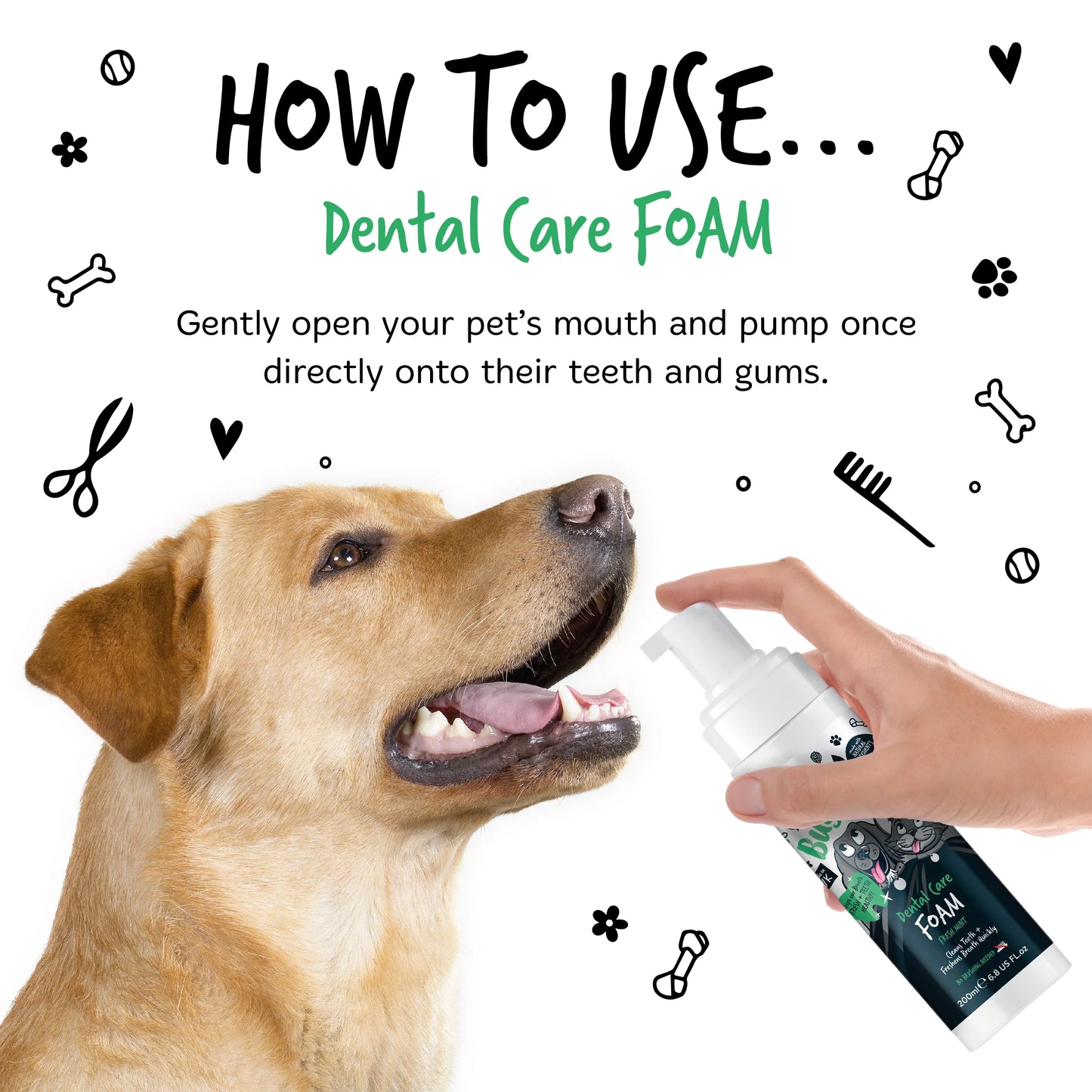 Bugalugs Dental Care Foam 200ml (Spearmint) for Dogs & Cats