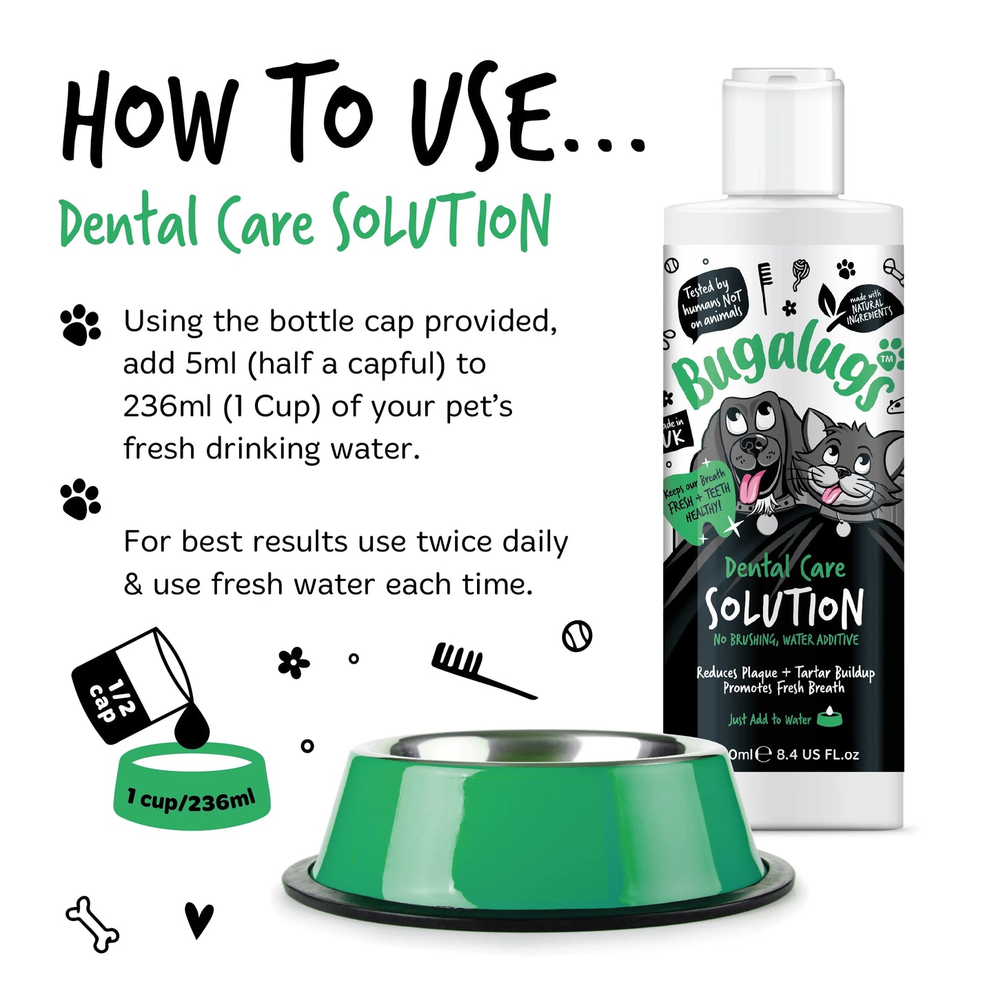 Bugalugs Dental Care Water Additive 250ml for Dogs & Cats