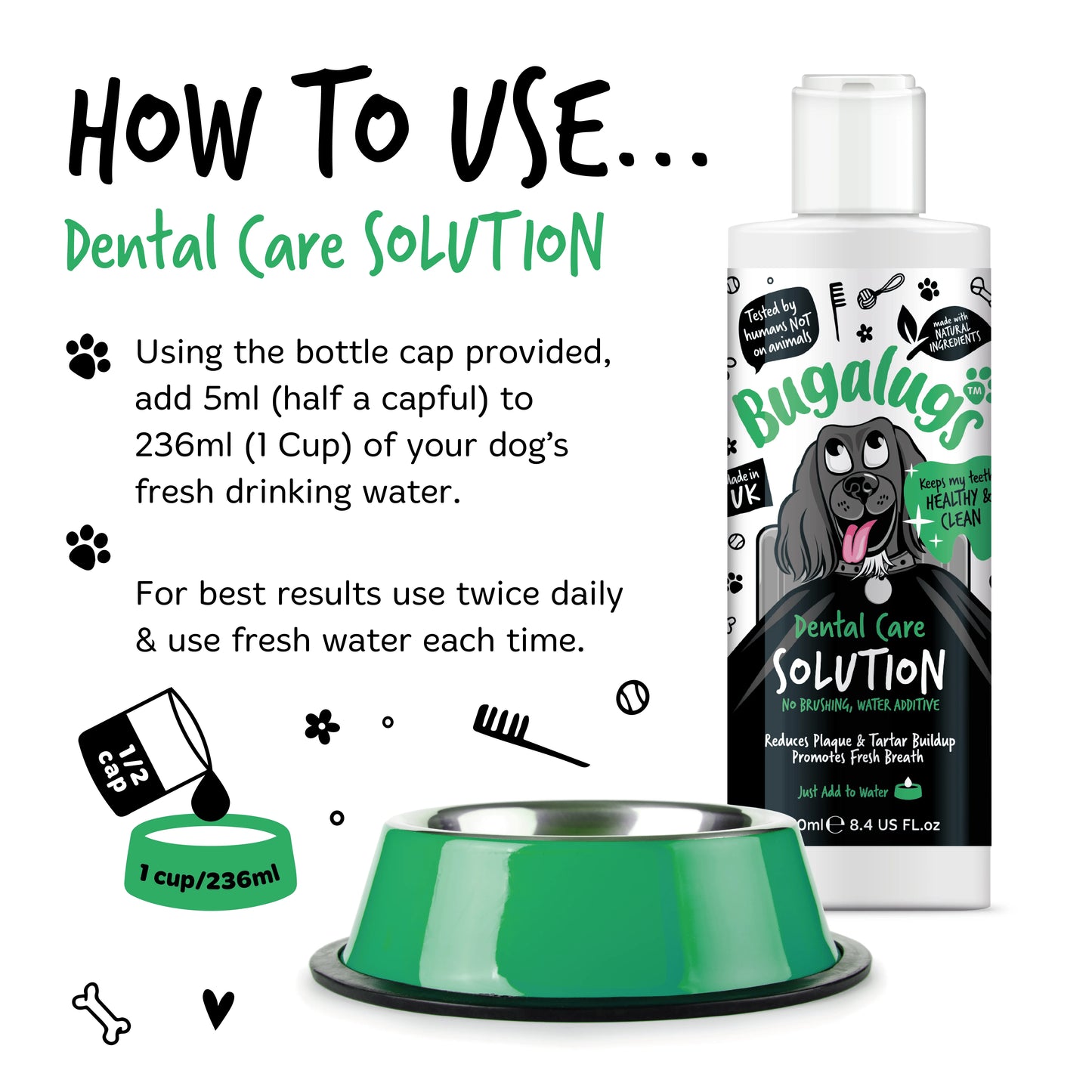 Bugalugs Dental Care Water Additive 250ml for Dogs & Cats