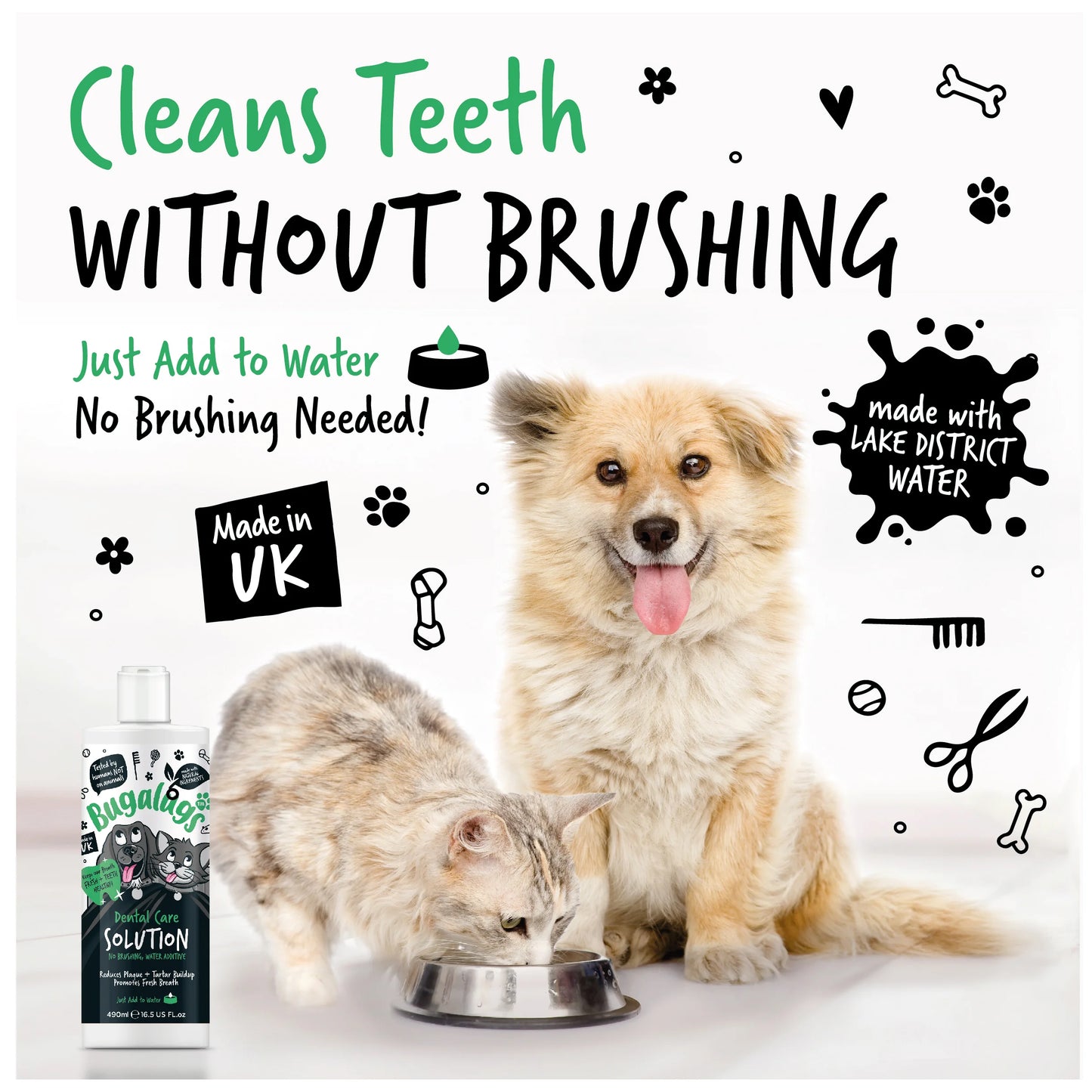 Bugalugs Dental Care Water Additive 490ml for Dogs & Cats