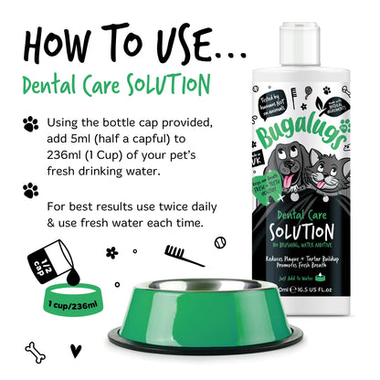 Bugalugs Dental Care Water Additive 490ml for Dogs & Cats