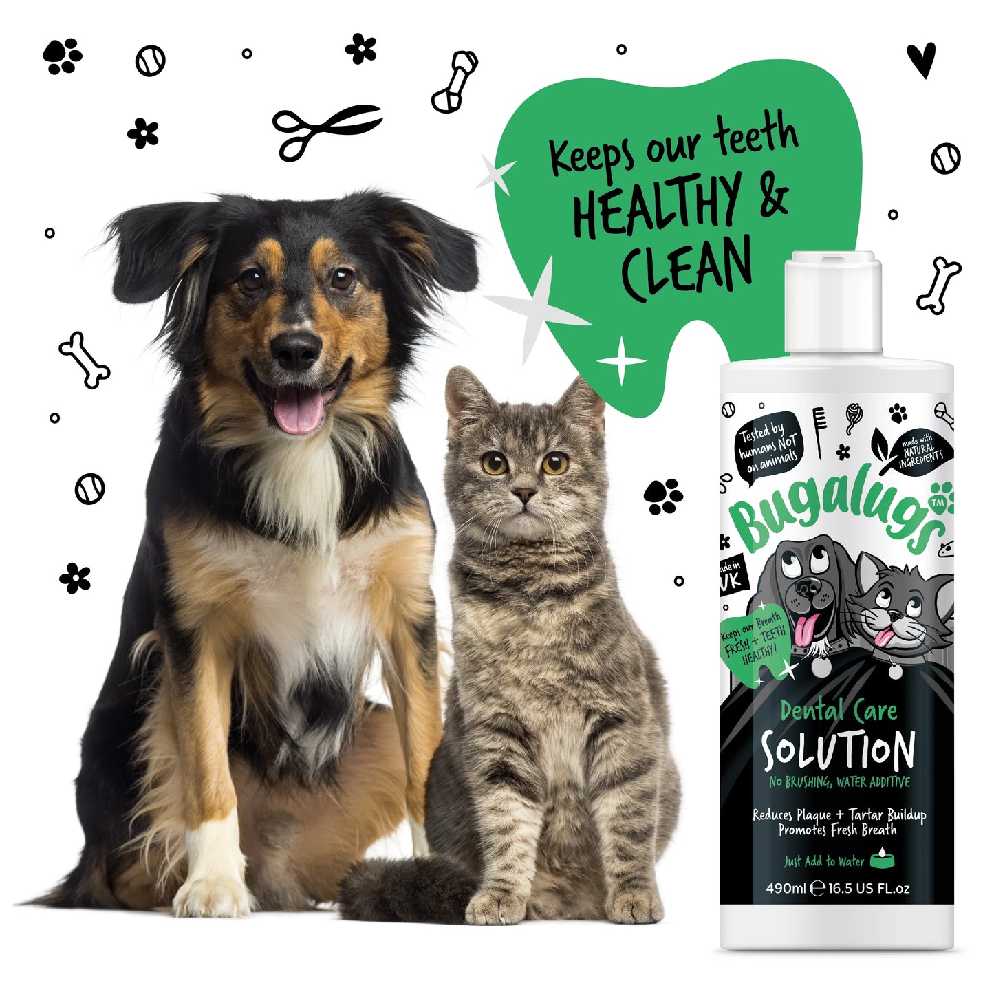 Bugalugs Dental Care Water Additive 490ml for Dogs & Cats