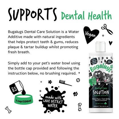 Bugalugs Dental Care Water Additive 490ml for Dogs & Cats