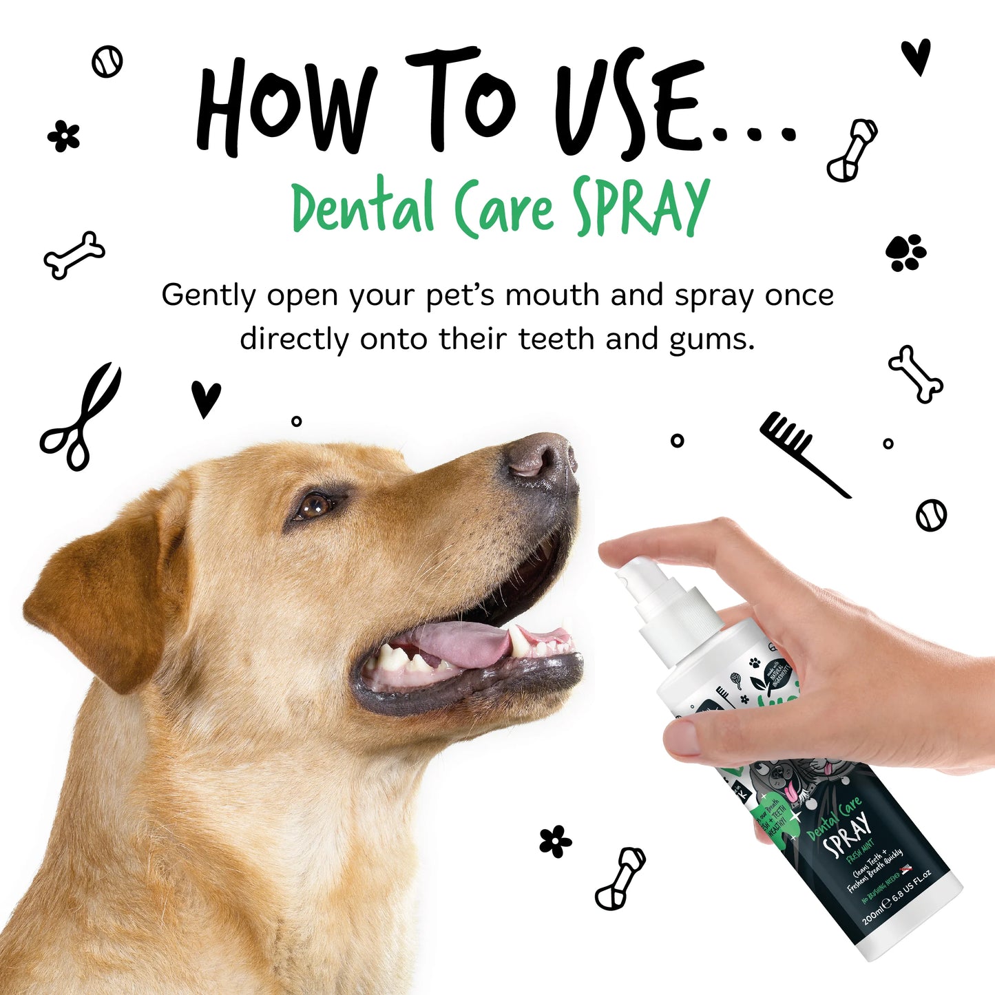 Bugalugs Dental Care Spray 200ml (Spearmint) for Dogs & Cats