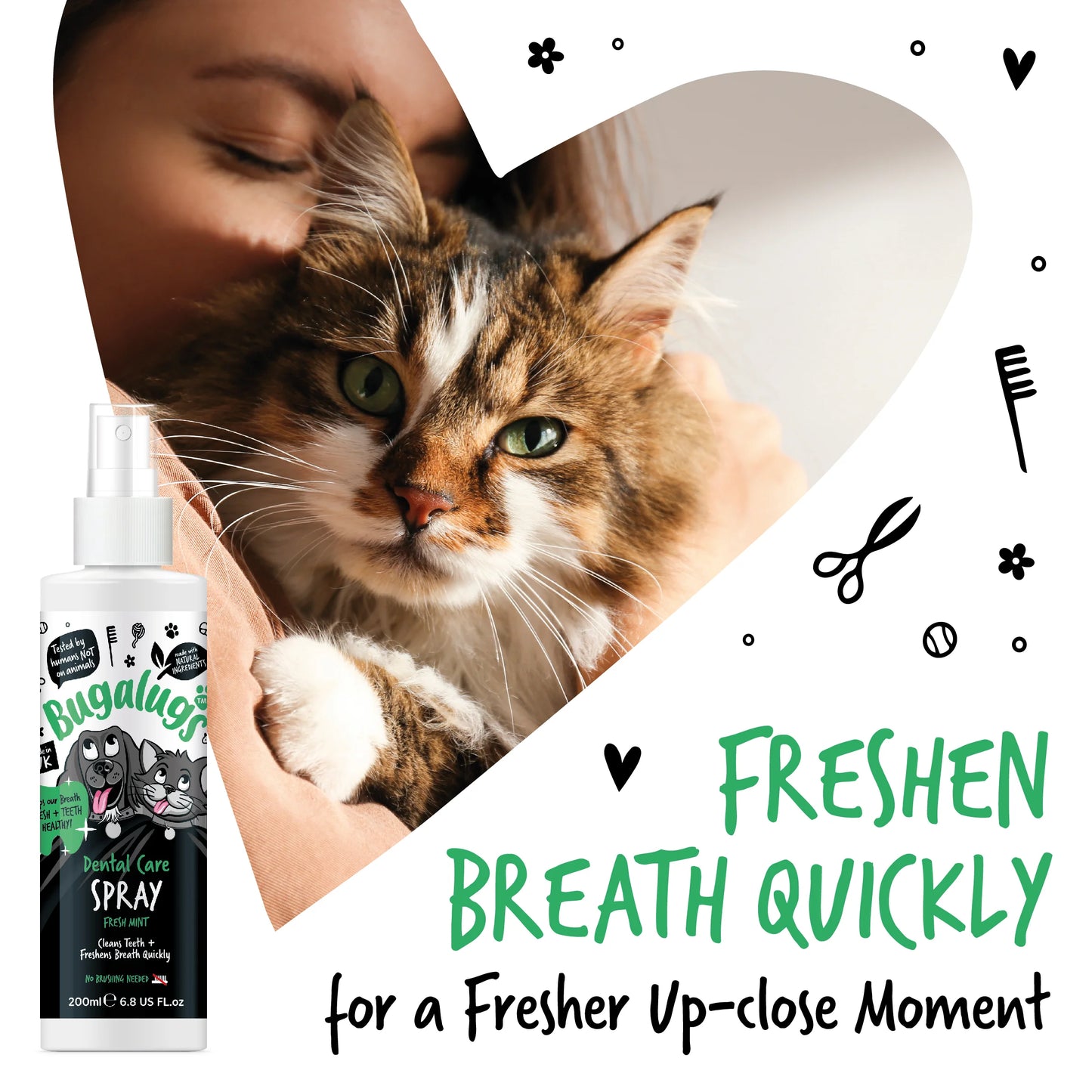Bugalugs Dental Care Spray 200ml (Spearmint) for Dogs & Cats