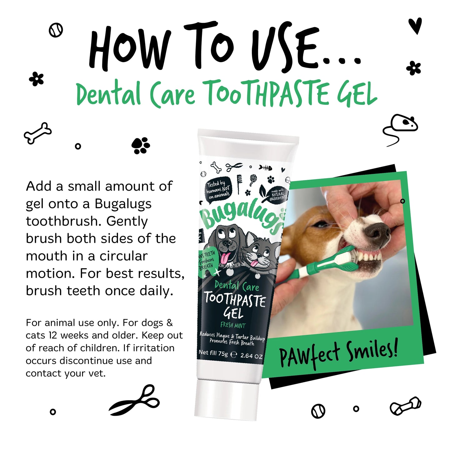 Bugalugs Dental Care Toothpaste with Fresh Mint for Dogs & Cats