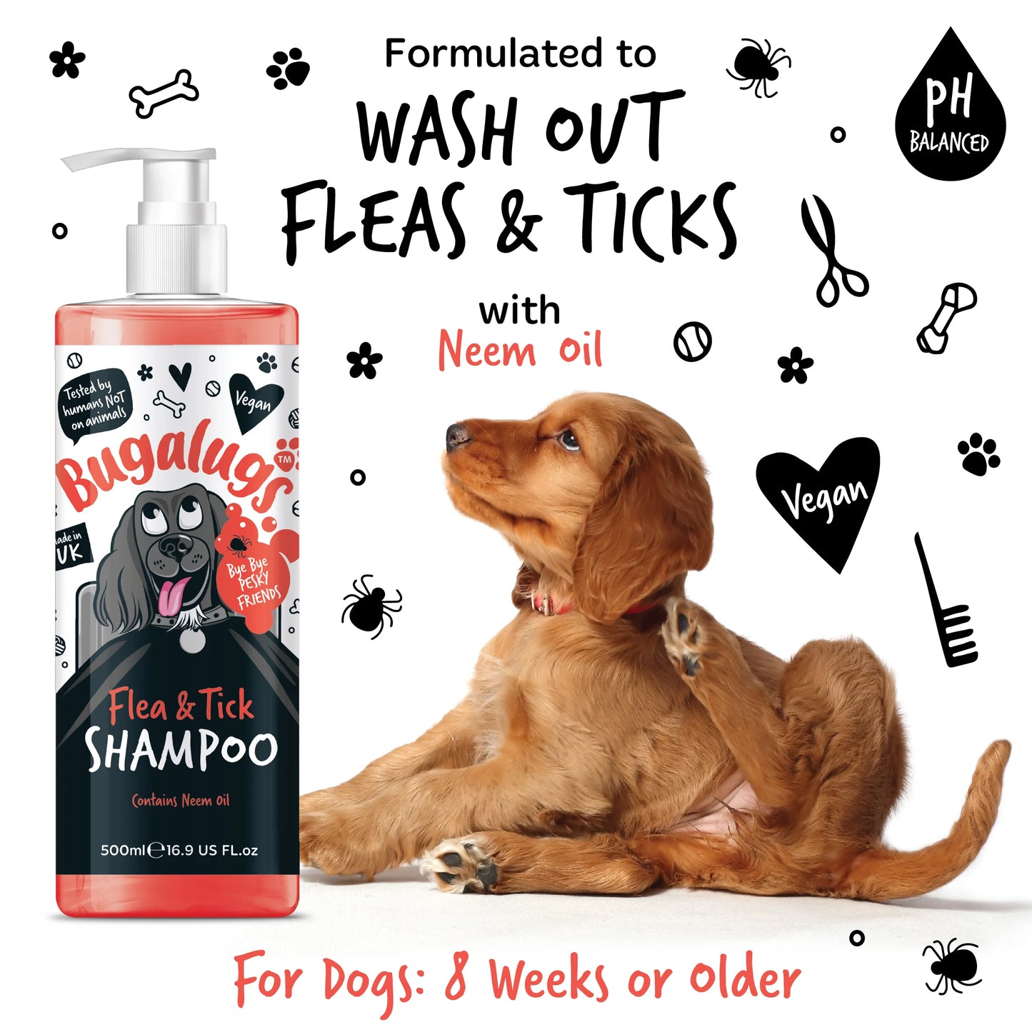 Bugalugs Flea & Tick Dog Shampoo 500ml