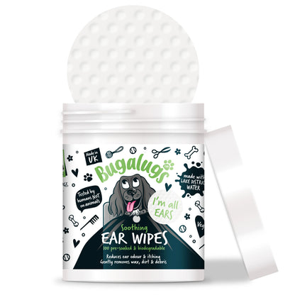 Bugalugs Soothing Ear Wipes (100 pre soaked Bio-Degradable Wipes)