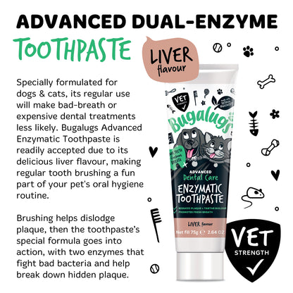 Bugalugs Advanced Dental Care Enzymatic Toothpaste (Liver Flavour) for Dogs & Cats