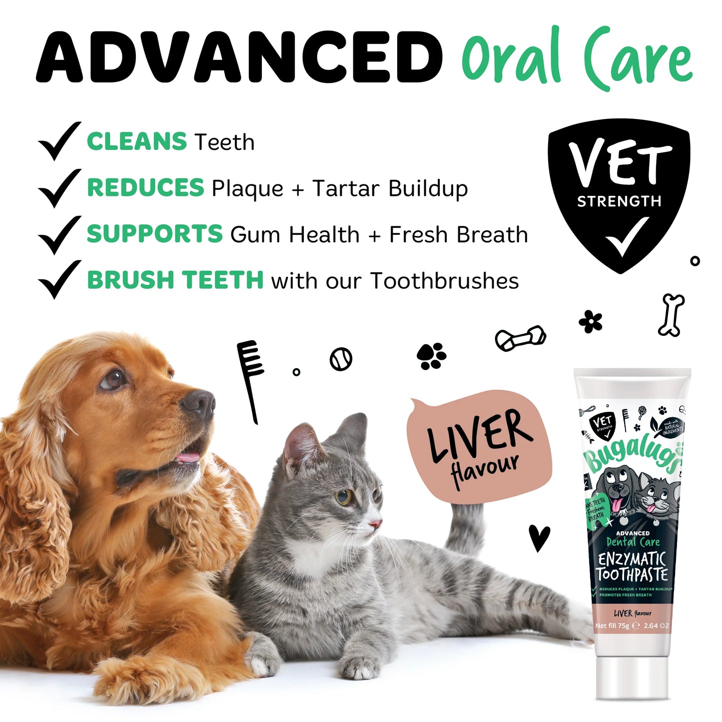 Bugalugs Advanced Dental Care Enzymatic Toothpaste (Liver Flavour) for Dogs & Cats