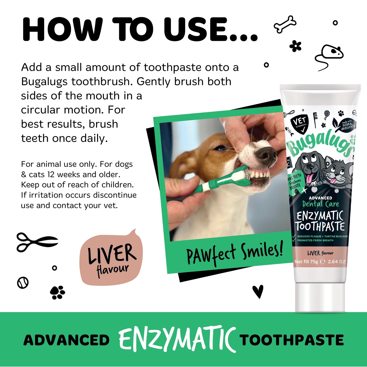 Bugalugs Advanced Dental Care Enzymatic Toothpaste (Liver Flavour) for Dogs & Cats