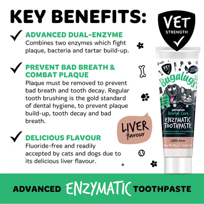 Bugalugs Advanced Dental Care Enzymatic Toothpaste (Liver Flavour) for Dogs & Cats