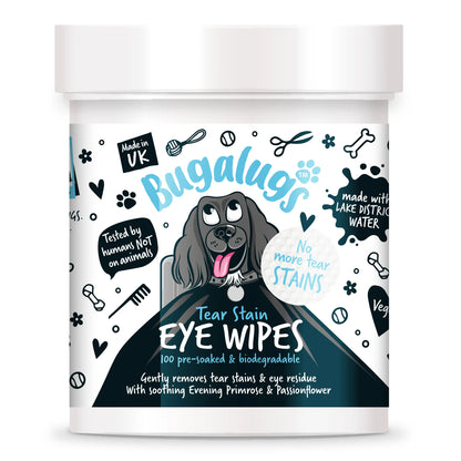 Bugalugs Tear Stain EyeWipes (100 pre soaked Bio-Degradable Wipes)