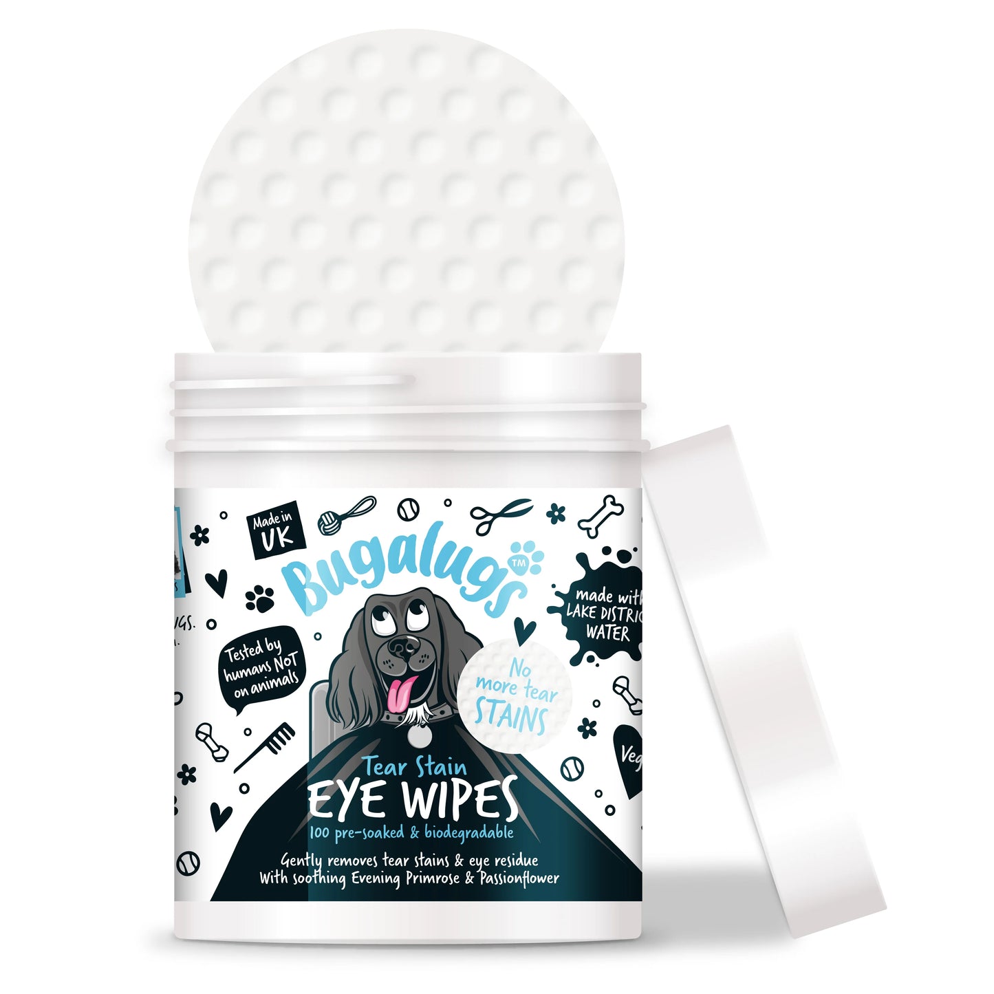 Bugalugs Tear Stain EyeWipes (100 pre soaked Bio-Degradable Wipes)