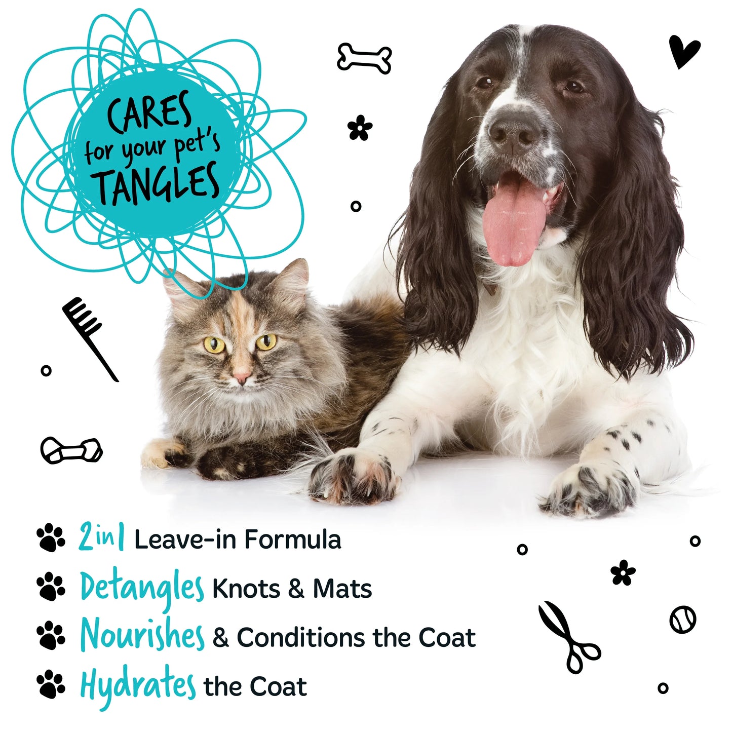 Bugalugs 2 in 1 Detangling Foam Comb For Dogs & Cats 200ml (Fragrance Free)