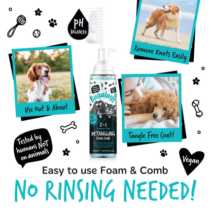 Bugalugs 2 in 1 Detangling Foam Comb For Dogs & Cats 200ml (Fragrance Free)