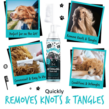 Bugalugs 2 in 1 Detangling Foam Comb For Dogs & Cats 200ml (Fragrance Free)