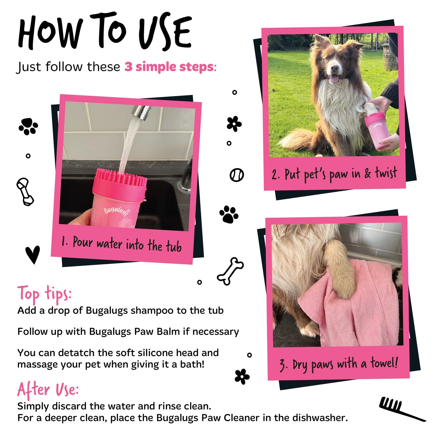 Bugalugs Paw Cleaner - Large (Black)