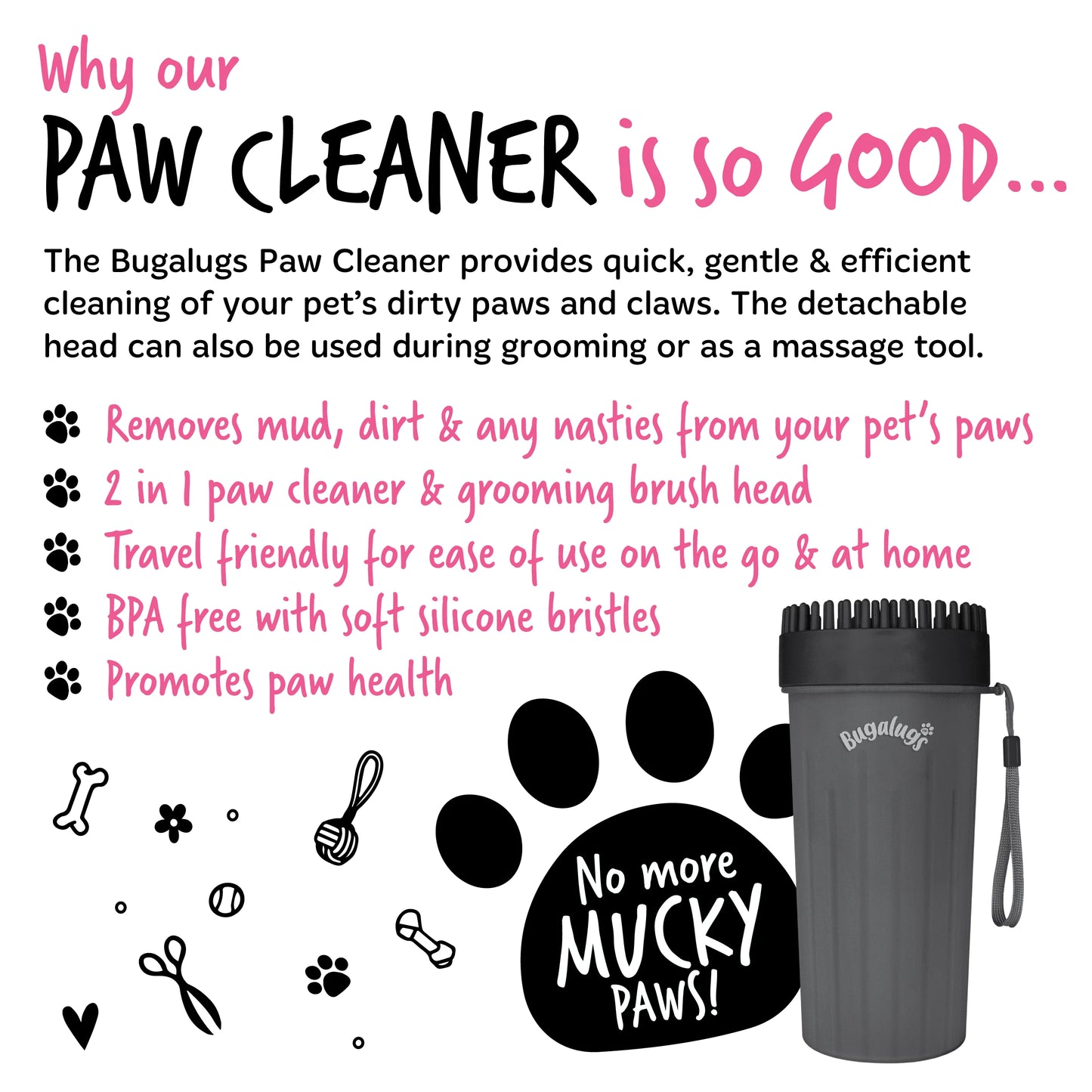 Bugalugs Paw Cleaner - Large (Black)