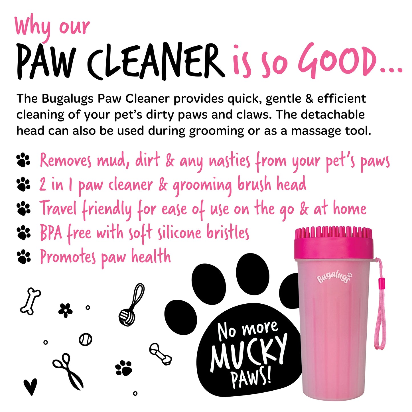 Bugalugs Paw Cleaner - Large (Pink)