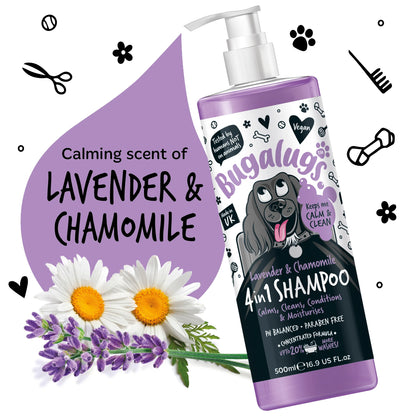 Bugalugs 4 In 1 (Lavender & Chamomile) Dog Shampoo 500ml