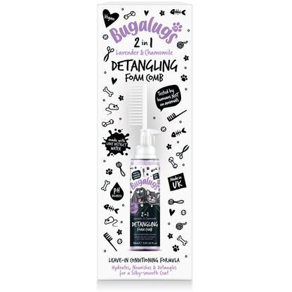 Bugalugs 2 in 1 Detangling Foam Comb For Dogs & Cats 200ml (Lavender & Chamomile)