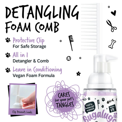 Bugalugs 2 in 1 Detangling Foam Comb For Dogs & Cats 200ml (Lavender & Chamomile)