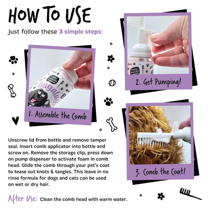 Bugalugs 2 in 1 Detangling Foam Comb For Dogs & Cats 200ml (Lavender & Chamomile)