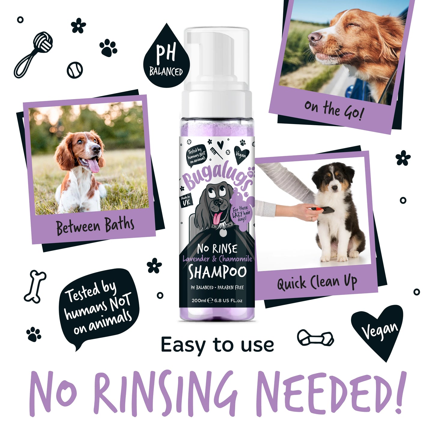 Bugalugs No Rinse Shampoo Lavender & Chamomile 200ml