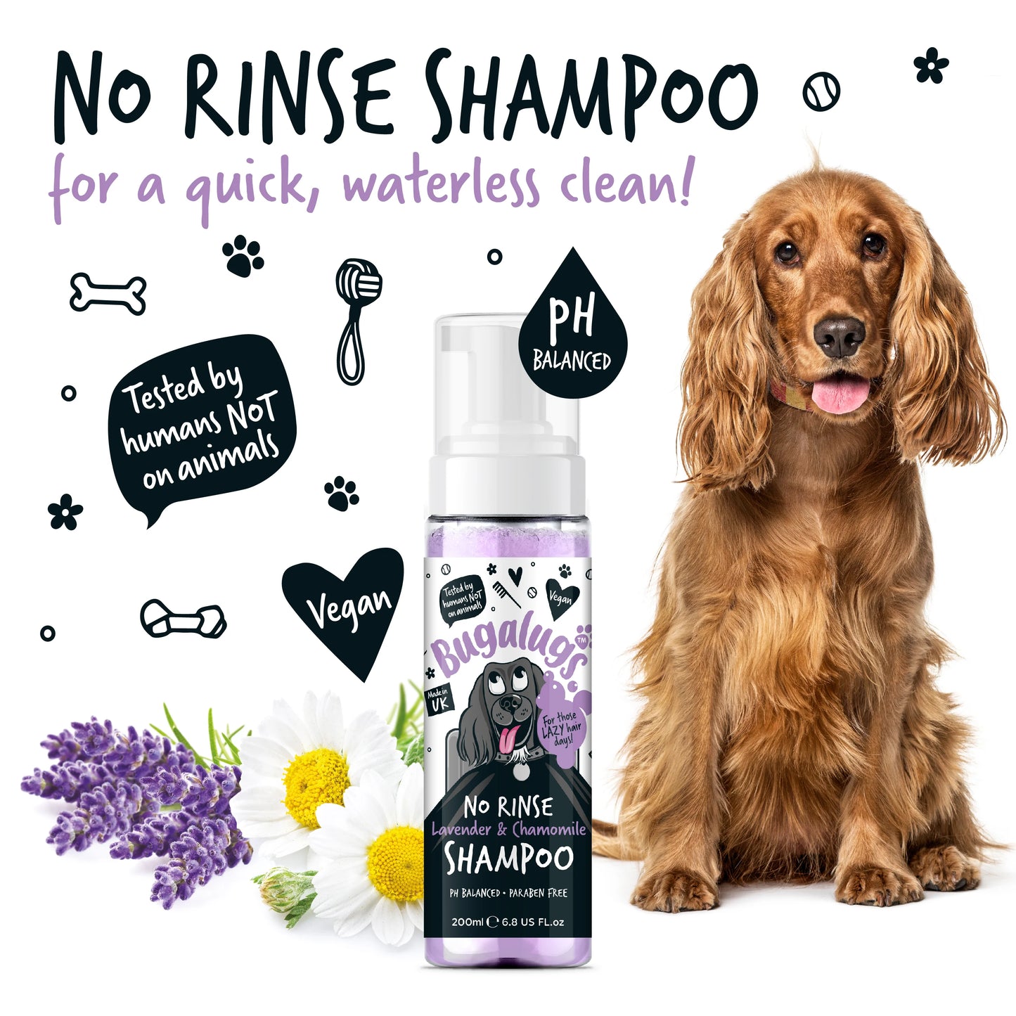 Bugalugs No Rinse Shampoo Lavender & Chamomile 200ml